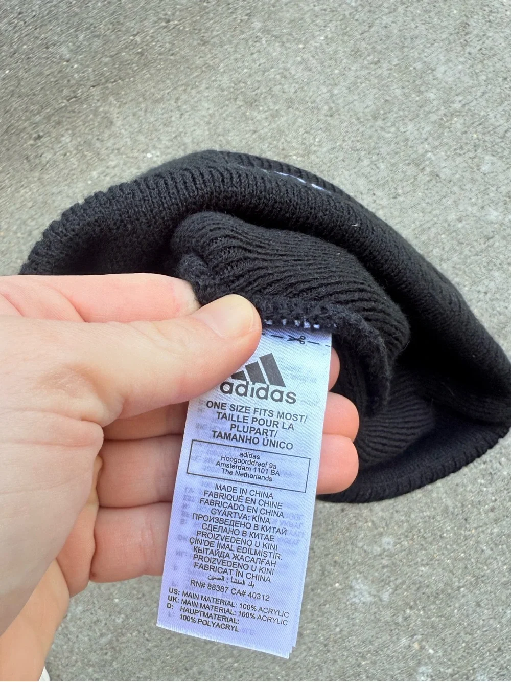 NWT Adidas Black and White Beanie Pom Pom Hat North Dakota